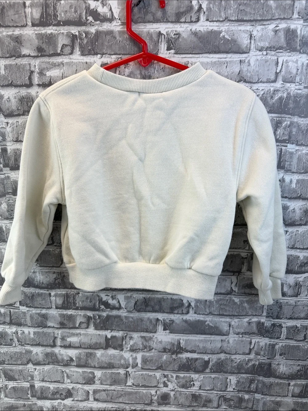 Girls Nike Cream Crewneck with Brown Logo and Pink Leopard Swoosh